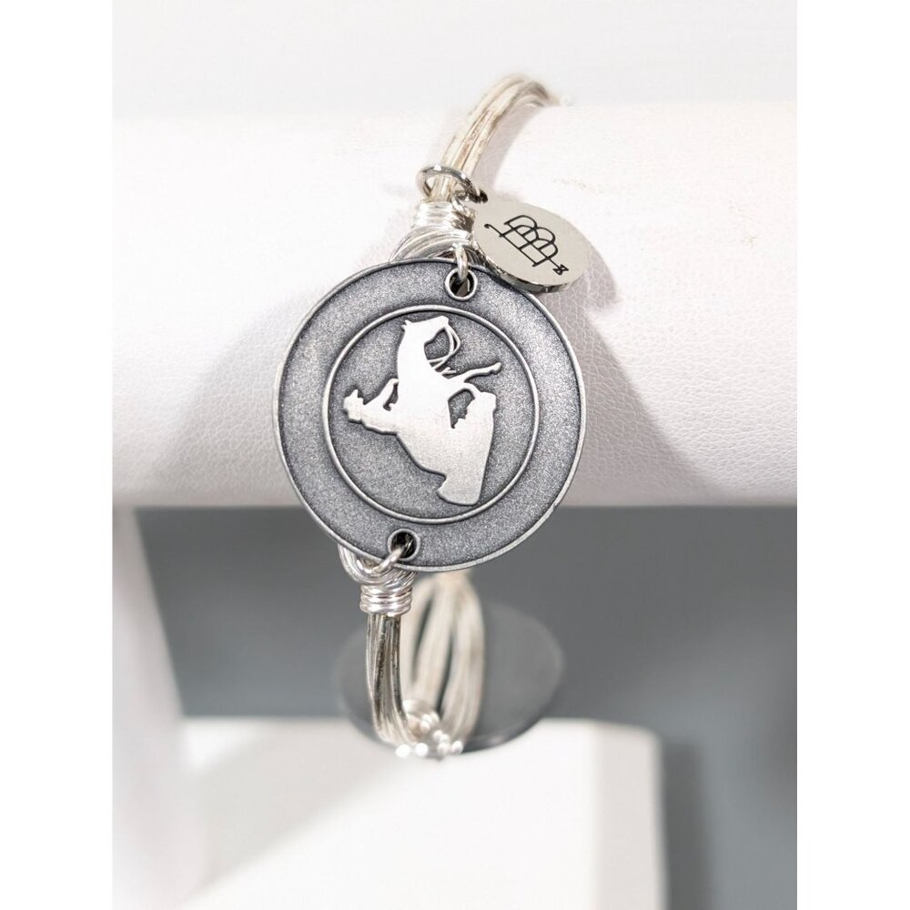 Bourbon‎ and Boweties Horse Equestrian Polo Bangle Bracelet 7.5 in Silver Tone
